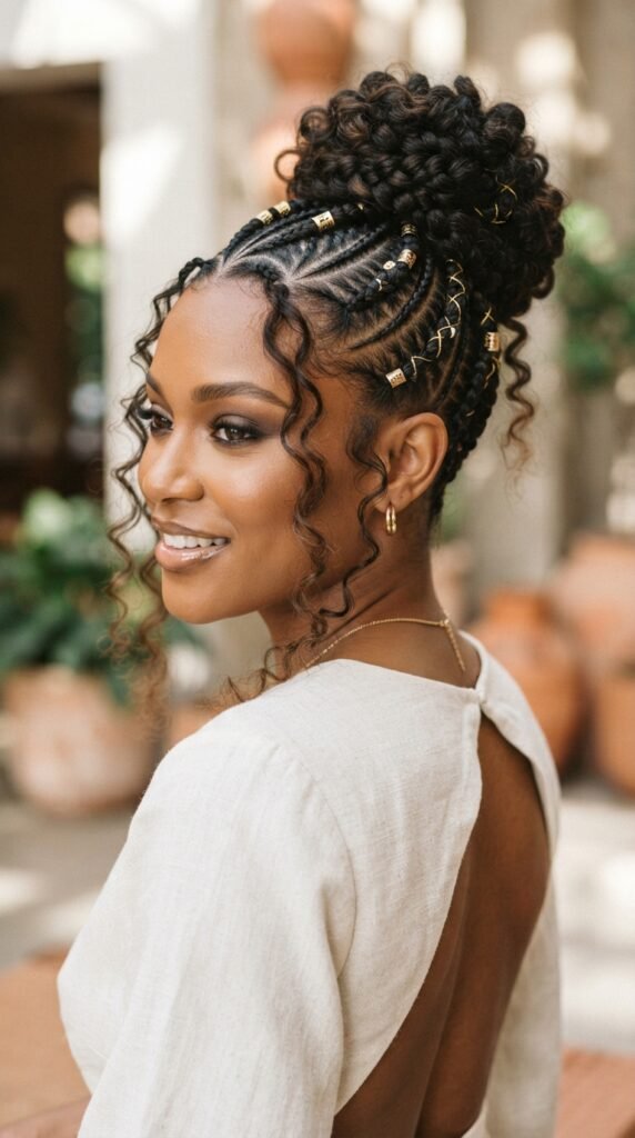 Goddess Cornrows Updo Hairstyle