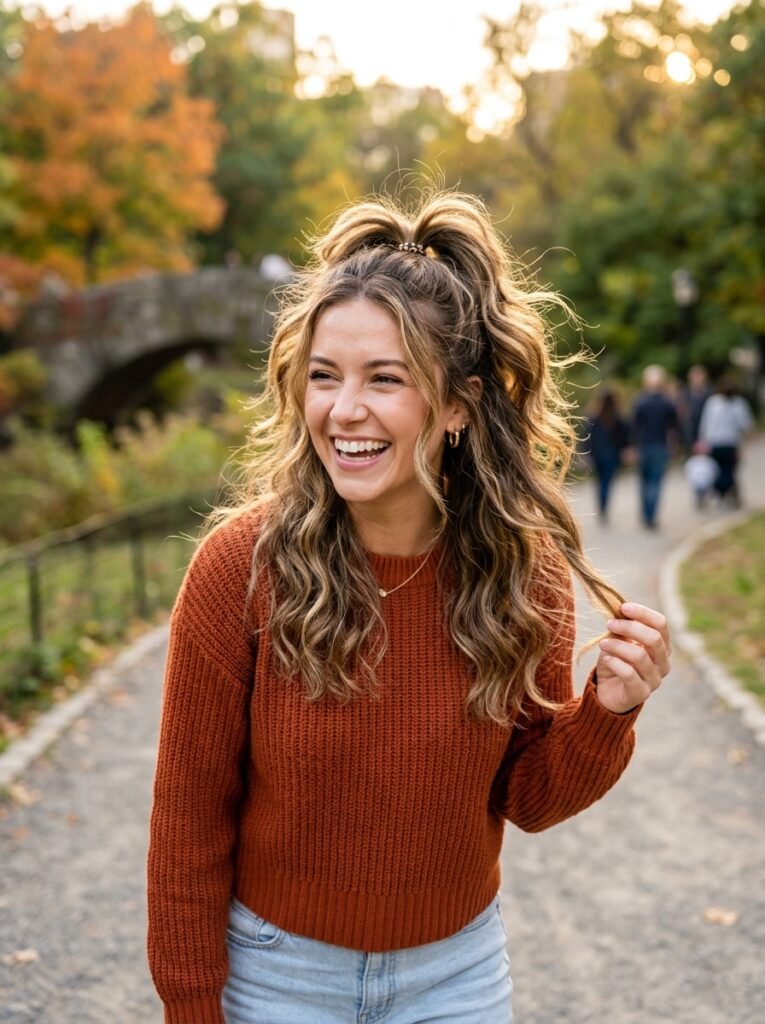 Half Up Ponytail for Playful Energy