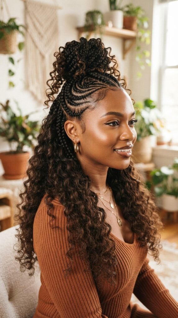 Half-Up Half-Down Goddess Braids Hairstyle