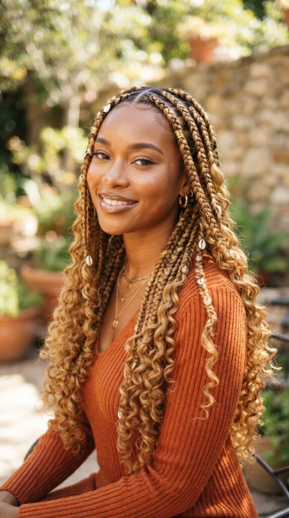 Honey Blonde Goddess Braids Hairstyle