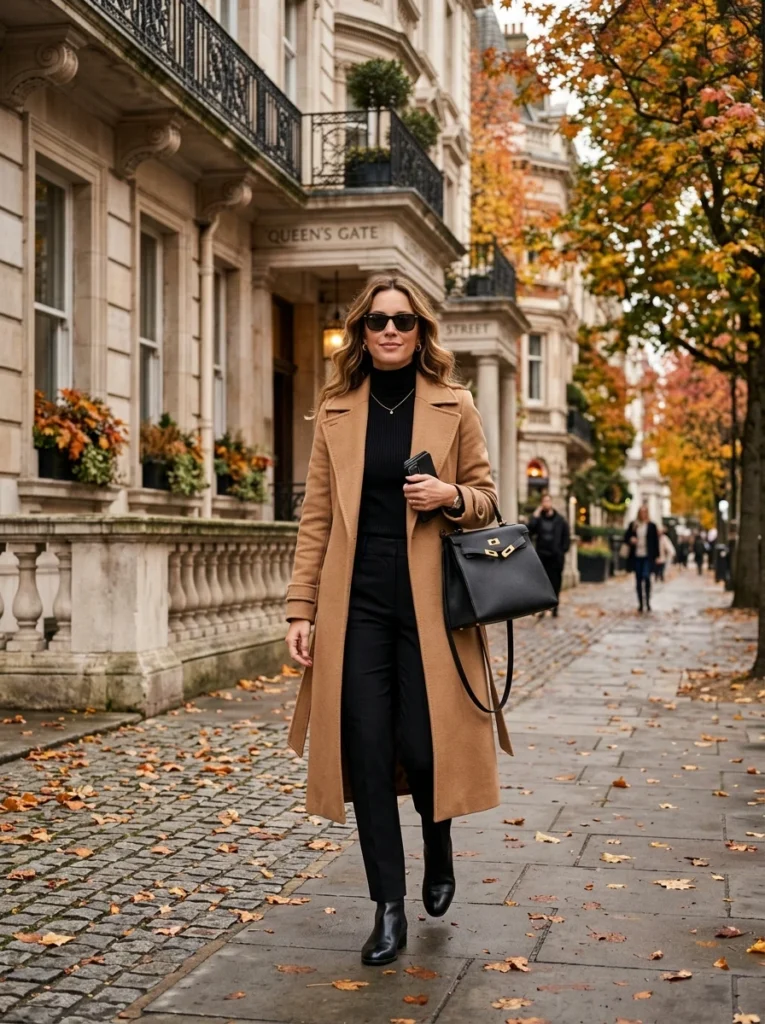 Ivory Knit Dress & Long Wool Coat