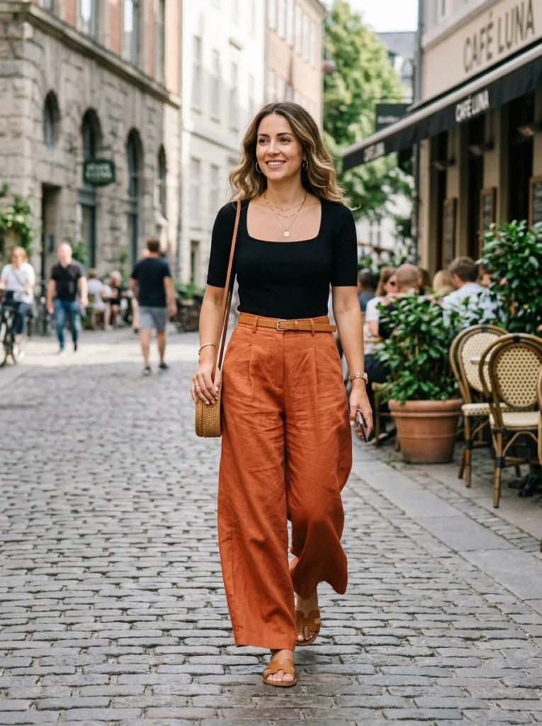 Wide-Leg Pants and Fitted Bodysuit