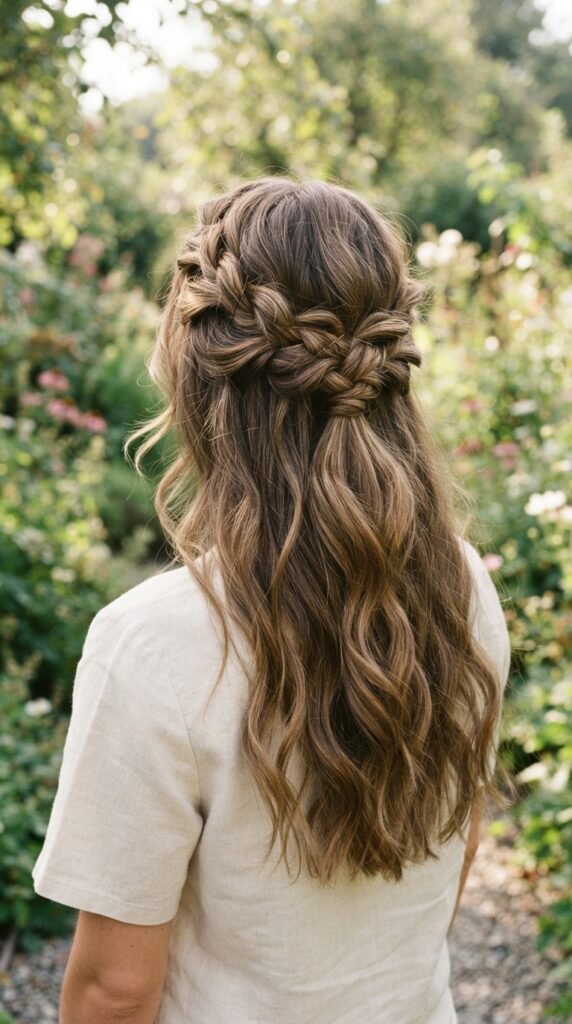Loose Twisted Crown Long Hair Hairstyle
