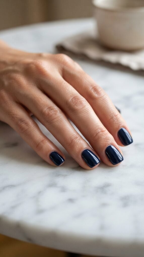 Glossy Midnight Ink Nail Art