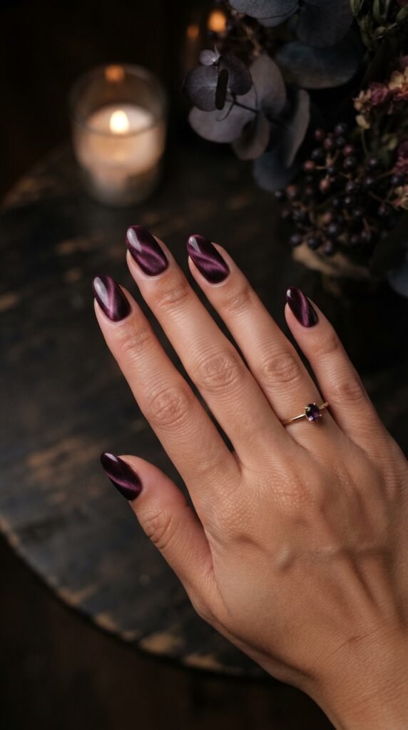 Moody Plum Velvet Nail Art