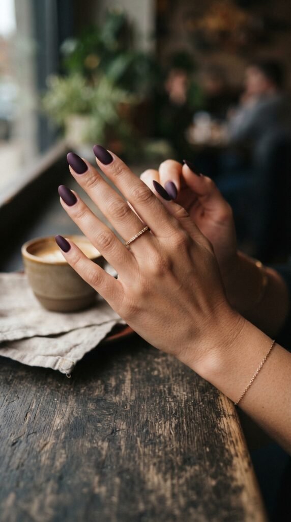 Moody Plum & Matte Finish Nails