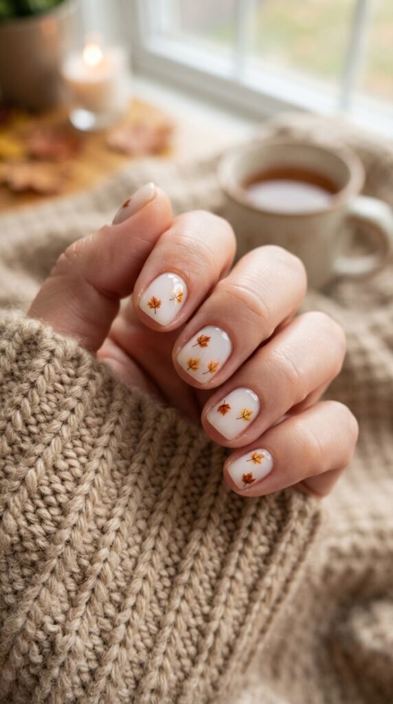 The Minimalist Falling Leaves Nail Art