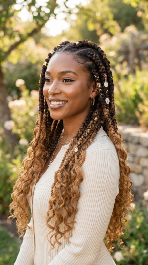 Ombre Chocolate & Caramel Goddess Braids Hairstyle