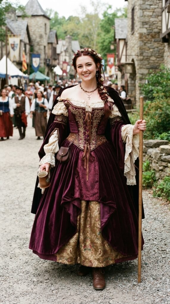 The Plum Off-The-Shoulder Renaissance Dress Outfit