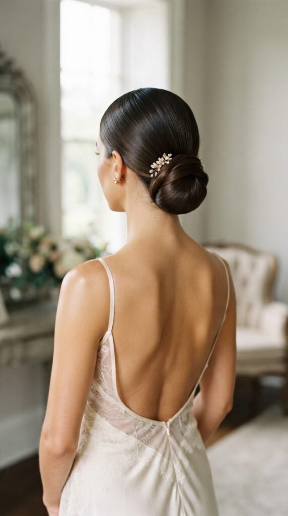 Polished Low Chignon Long Hair Hairstyle