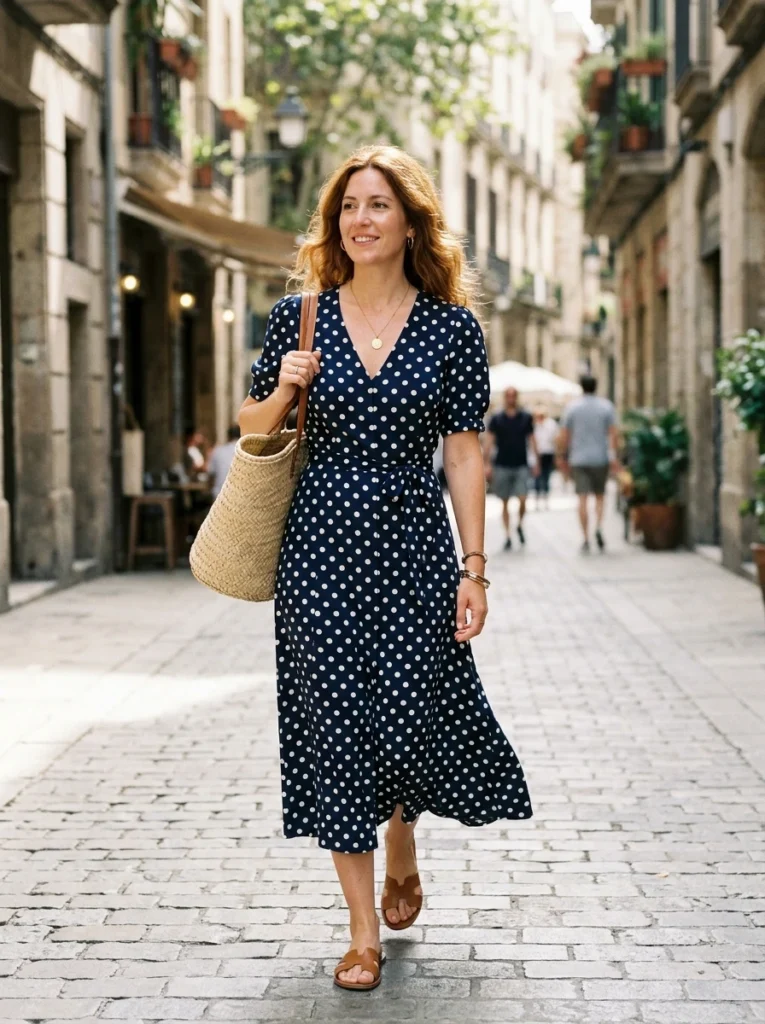  Polka Dot Midi Dress