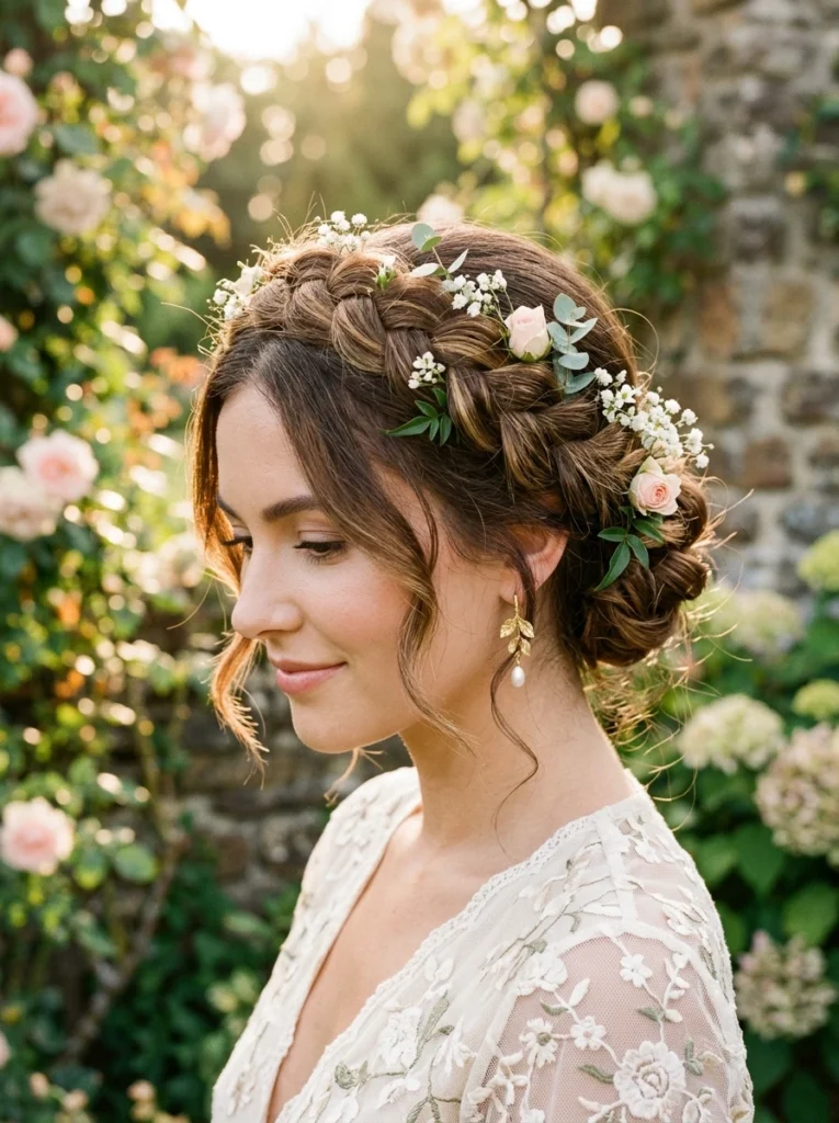 Romantic Braided Crown Updo