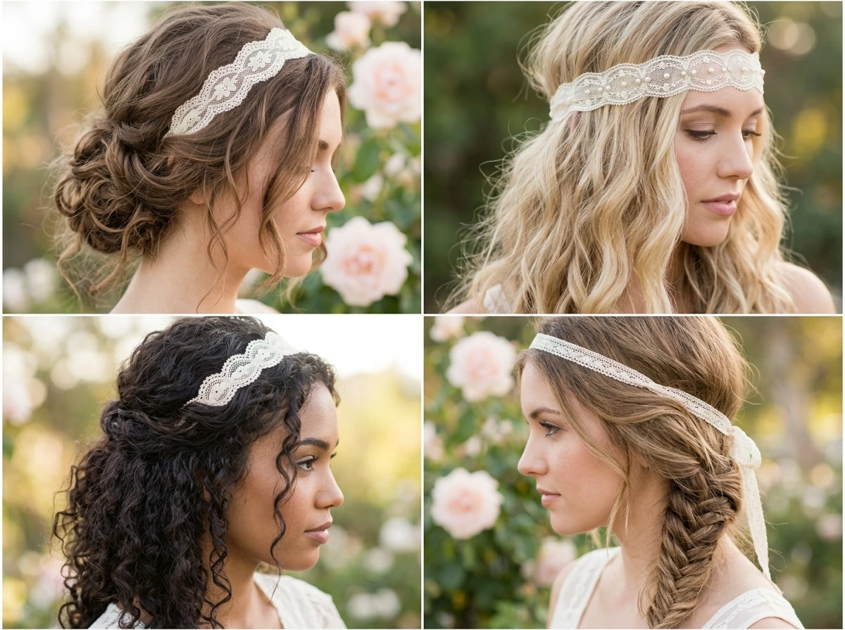 Romantic Lace Headband Hairstyles