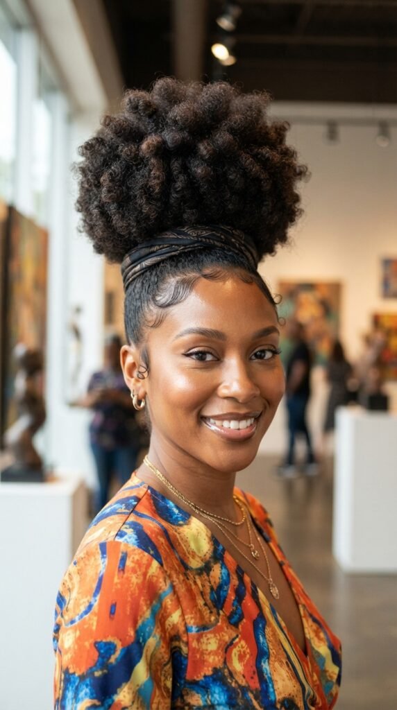 The Sculpted High Afro Puff Hairstyle