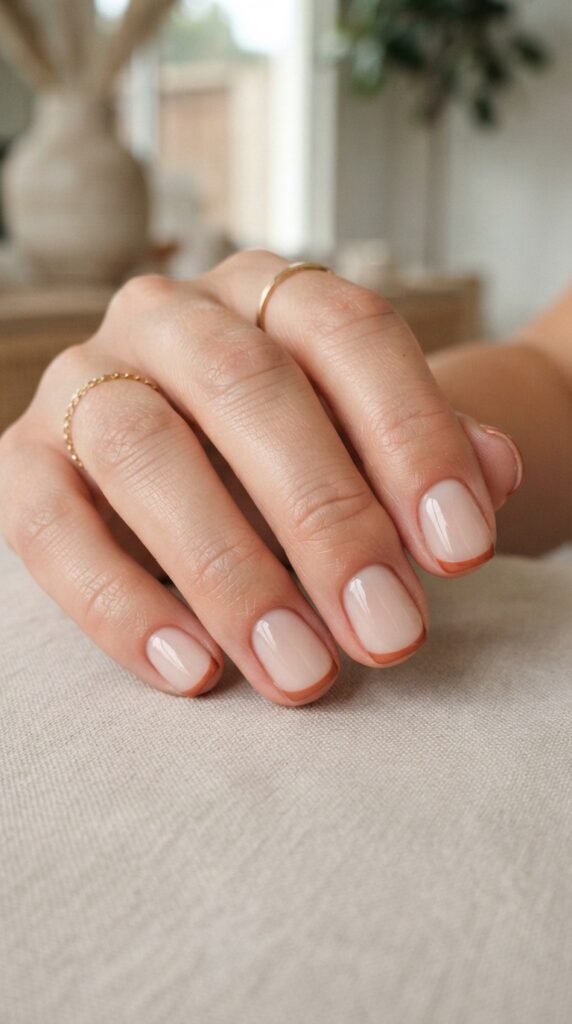 The Warm Terracotta French Tip Nails