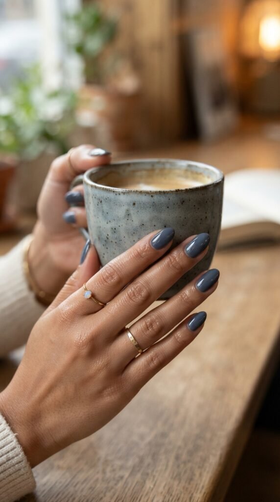 Smoky Slate Blue Nails