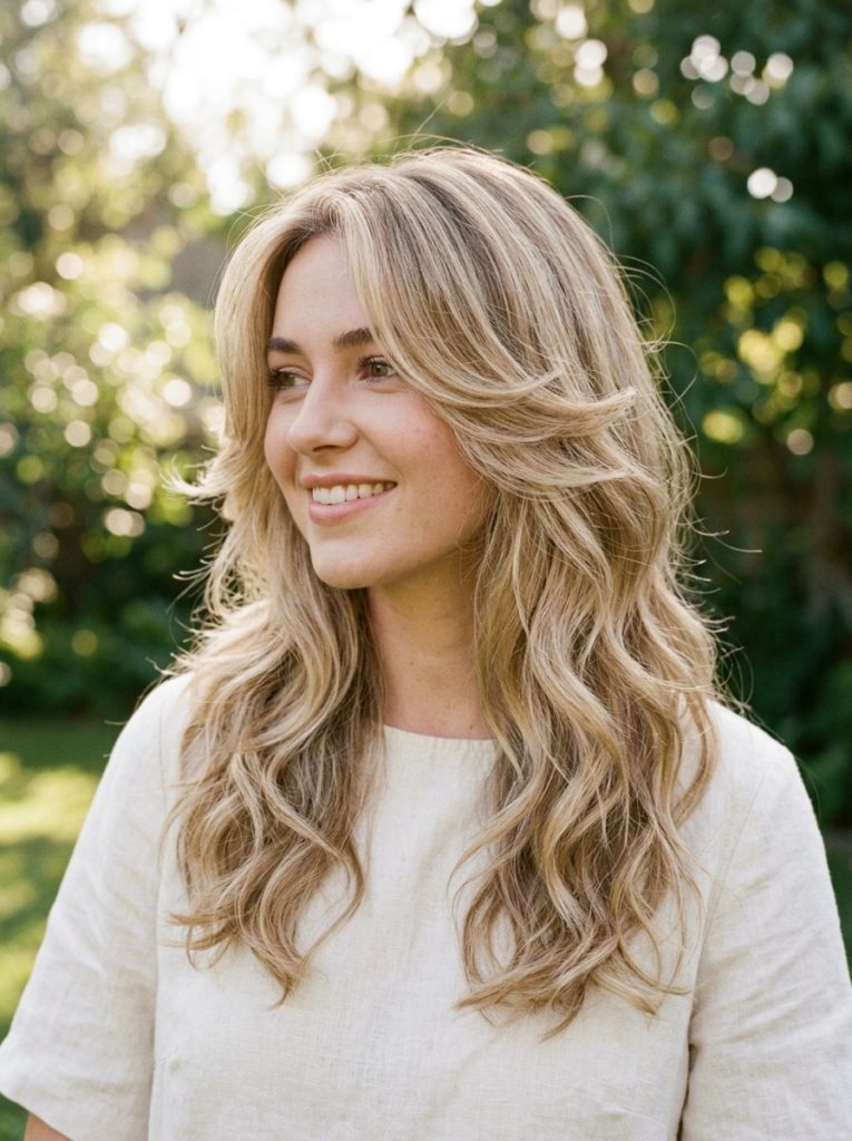 Soft Blonde Butterfly Haircut