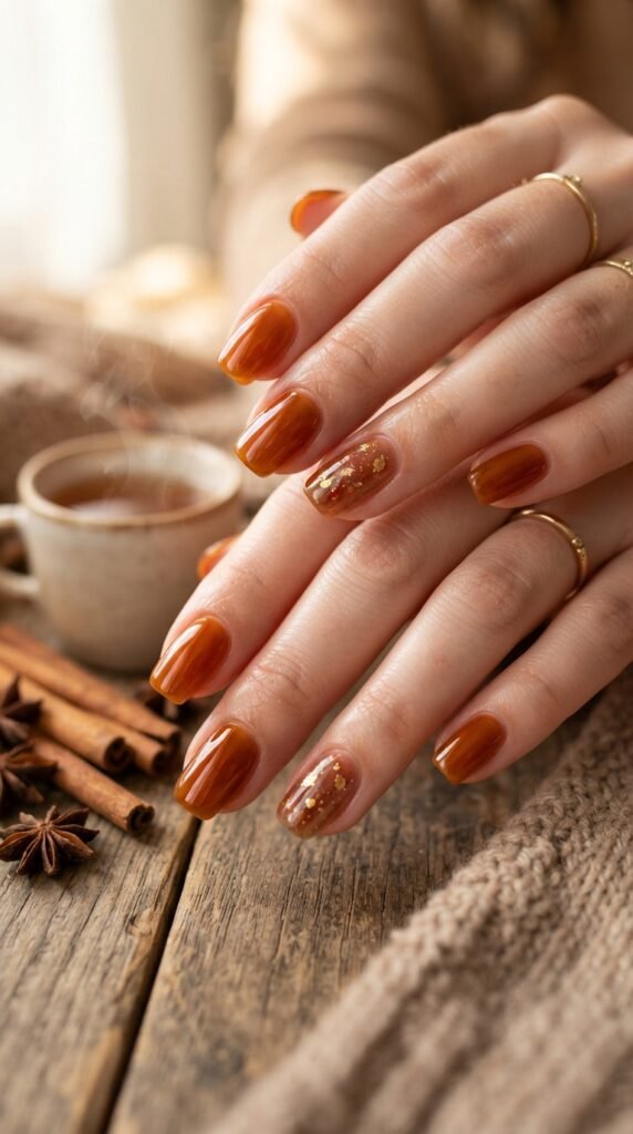 Spiced Cinnamon Amber Jelly Nails