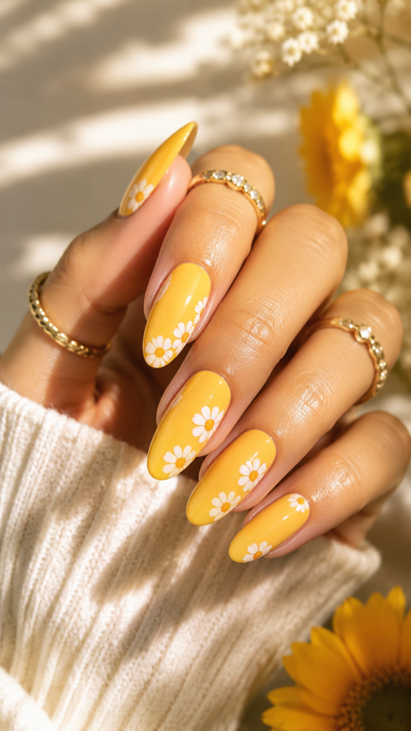 Sunny-Yellow-Daisy-Nails