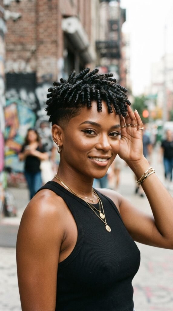 Edgy Tapered Cut Finger Coils Hairstyle
