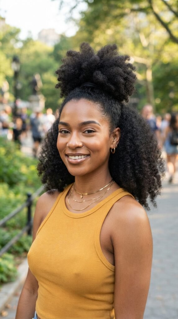 The Half-Up Afro Puff Hairstyle