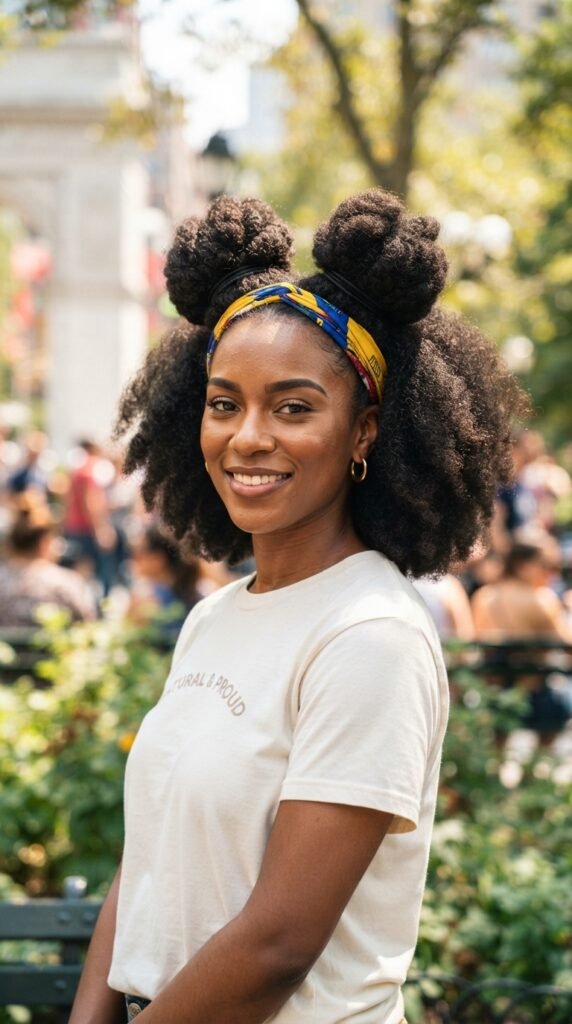 The Space Buns Afro Hairstyle
