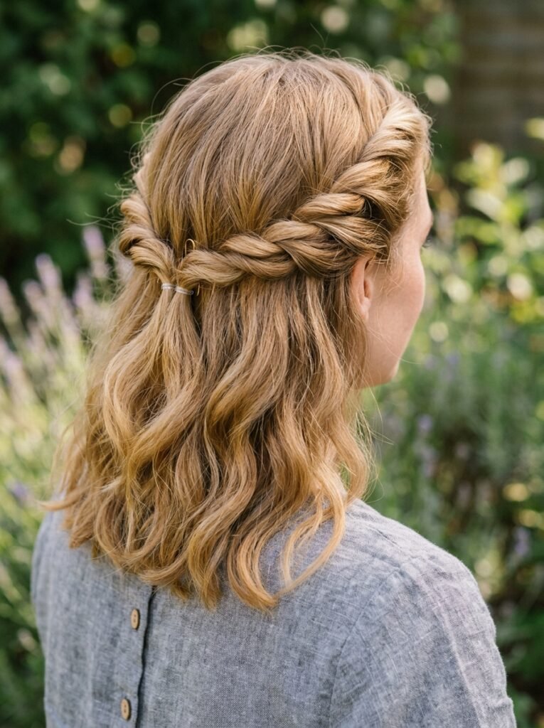 Twisted Halo Half-Up Style