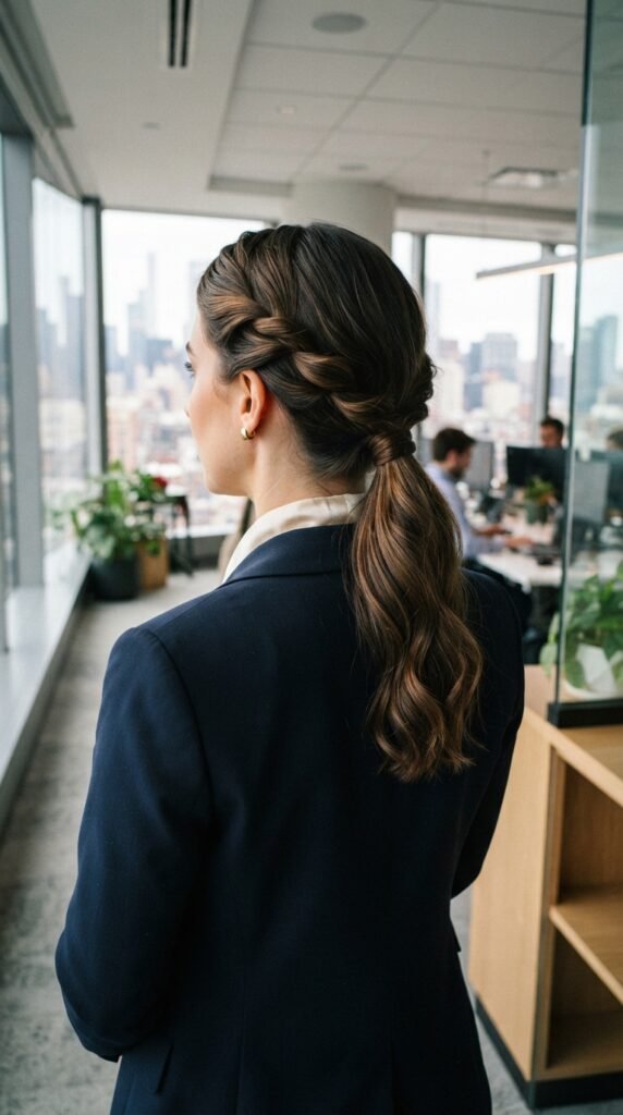 Twisted Low Ponytail Work Hairstyle