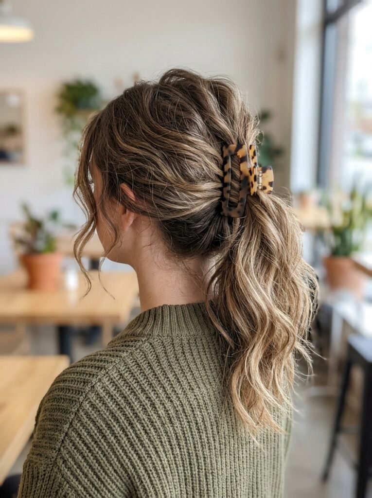 Volumetric Ponytail with Claw Clip