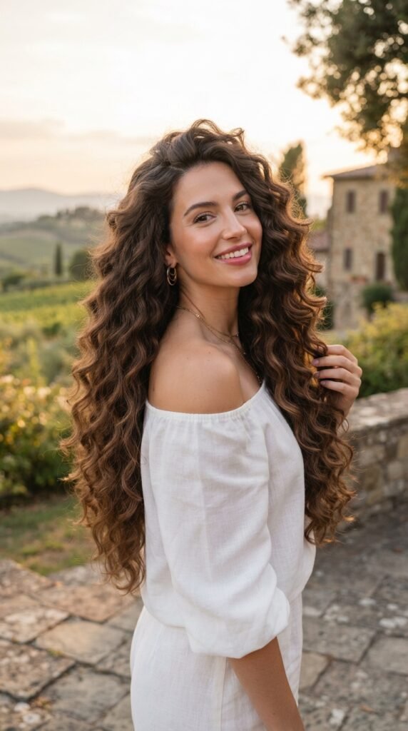 Voluminous Cascading Curls Long Hair Hairstyle