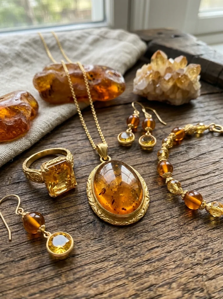 Warm Amber and Citrine Gold Pieces