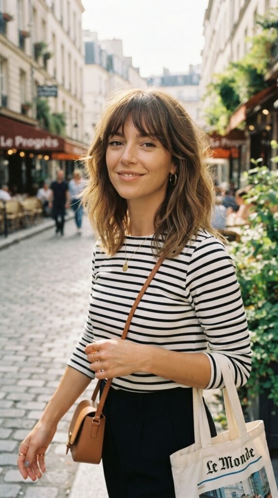 Wispy French Fringe Medium Length Hairstyle
