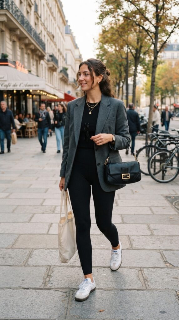 Baguette Bag with Leggings and a Blazer