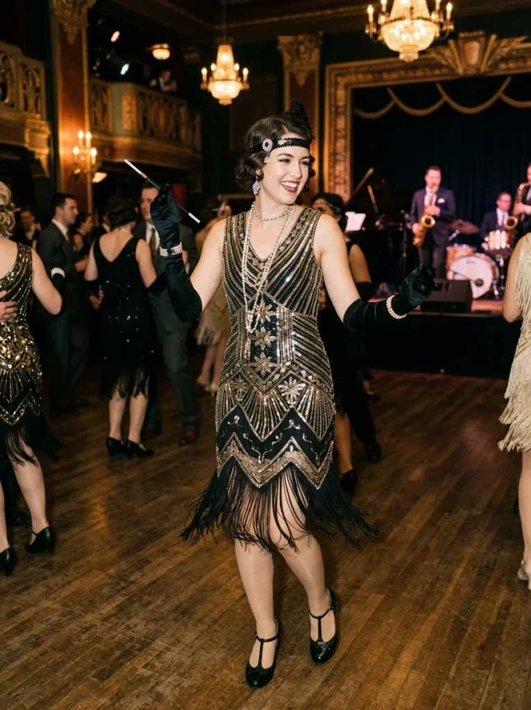 1920s Art Deco Sequin Flapper Dress
