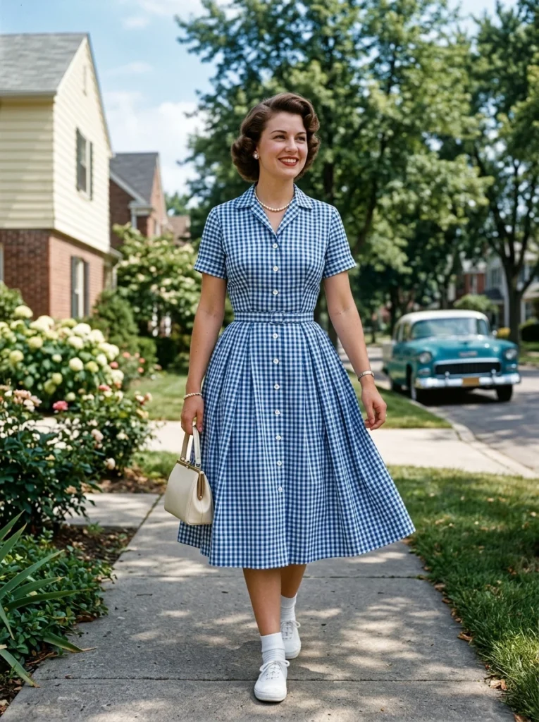 1950s Button-Front Shirtwaist Dress