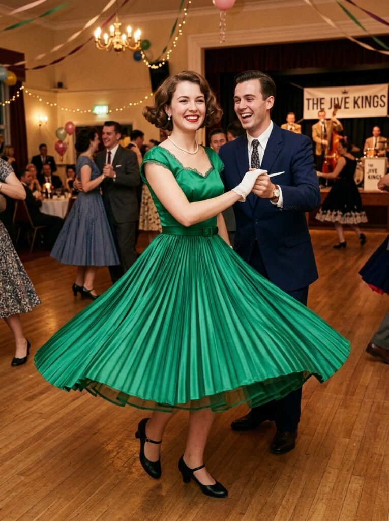1950s Pleated Skirt Party Dress