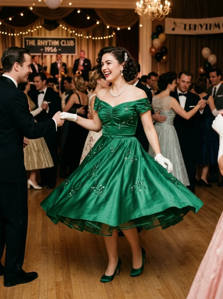 1950s Off-the-Shoulder Party Dress