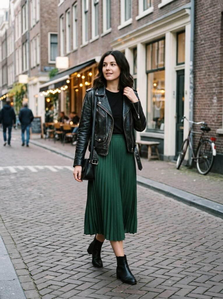 Add a Leather Jacket for a Modern Twist