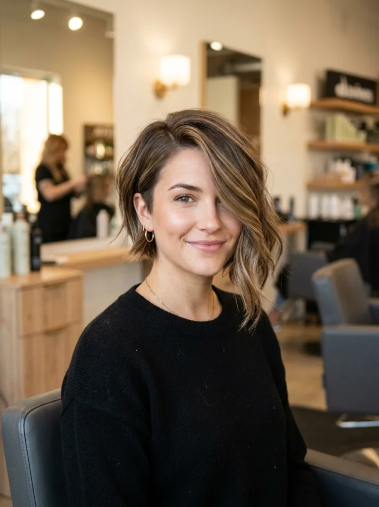 Asymmetrical Bob with Deep Side Sweep