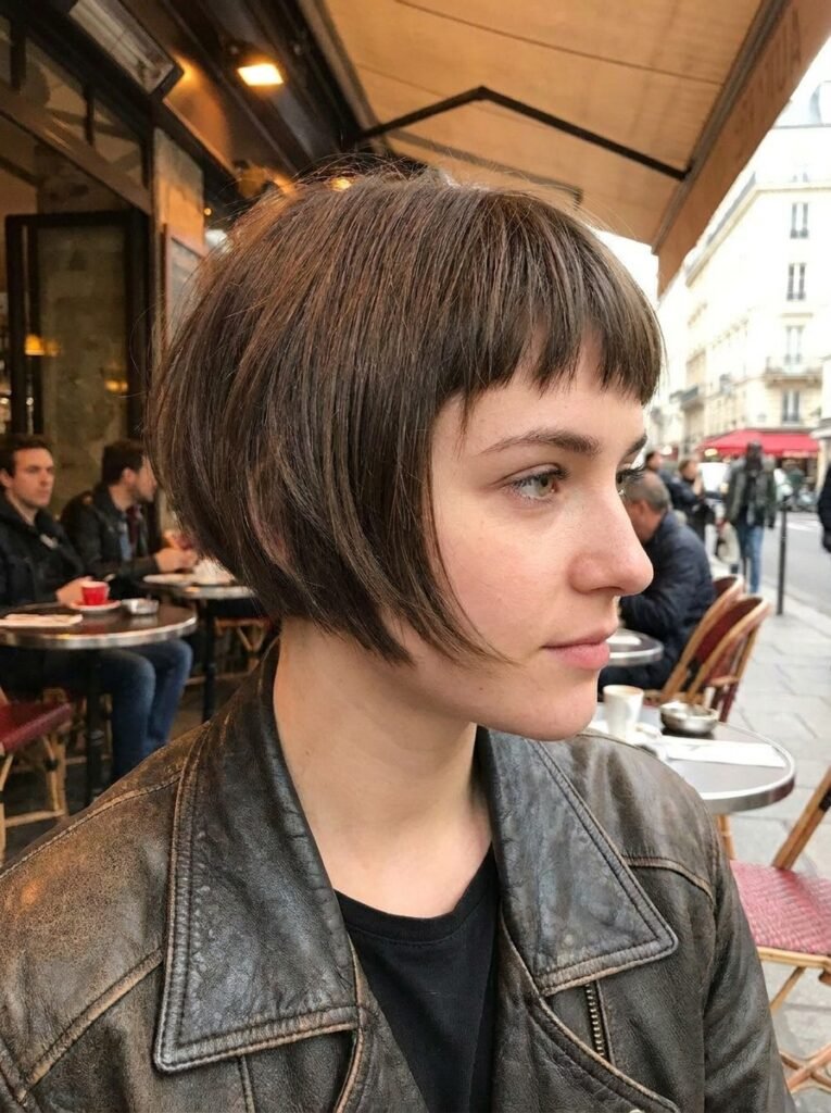 Layered French Bob with Curtain Bangs
