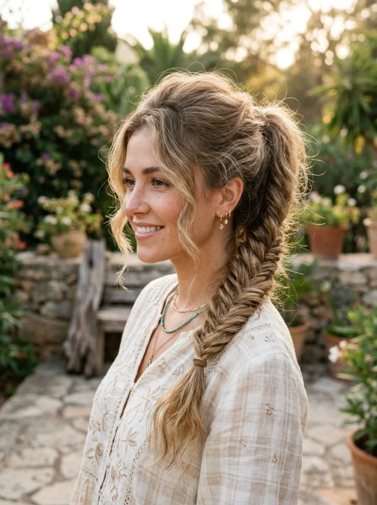 Boho Fishtail Ponytail with Root Volume