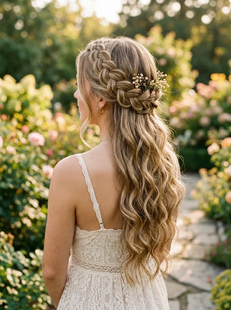 Braided Crown with Soft Waves
