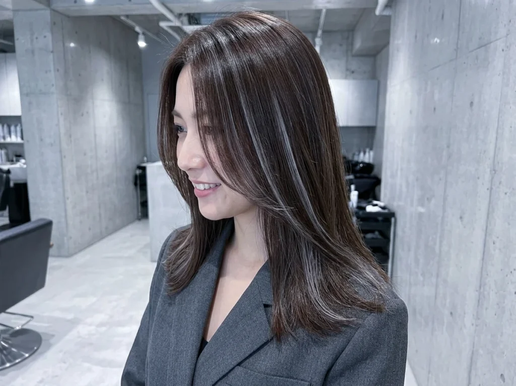 Brown Hair with Silver Highlights
