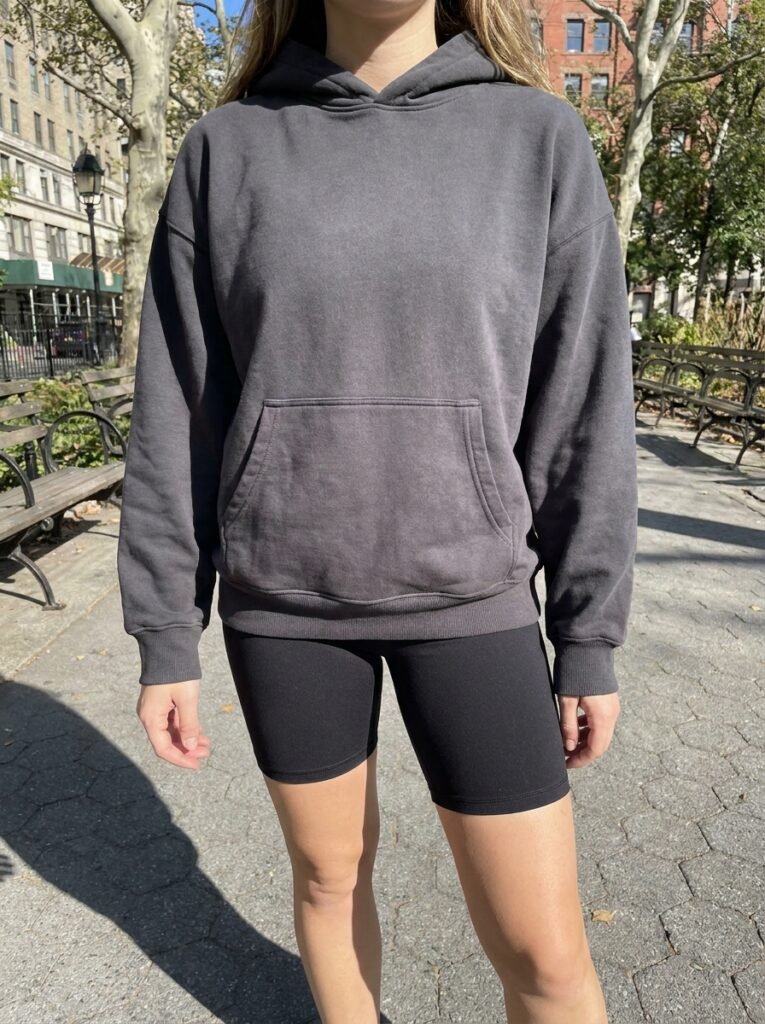 Casual Oversized Hoodie and Biker Shorts