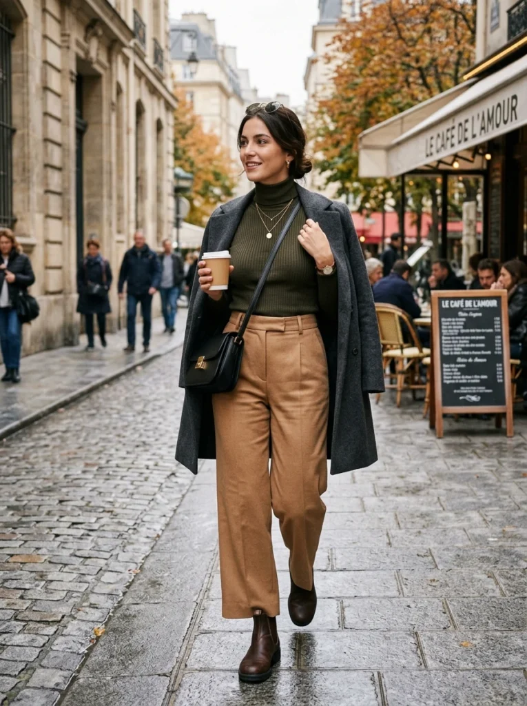 Chic Turtleneck with High-Waist Pants