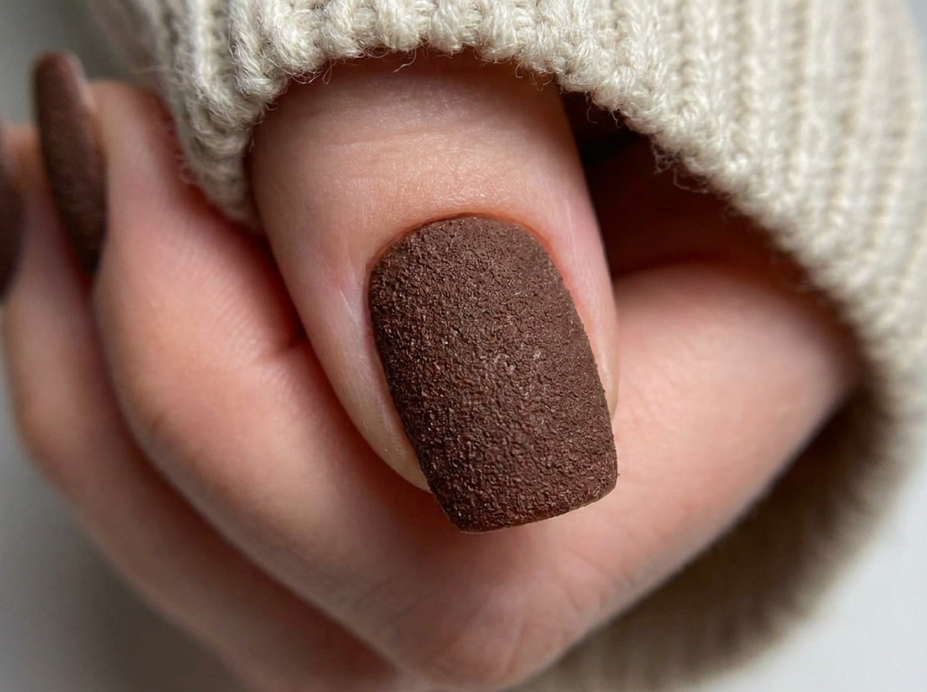 Chocolate Brown Texture Nail