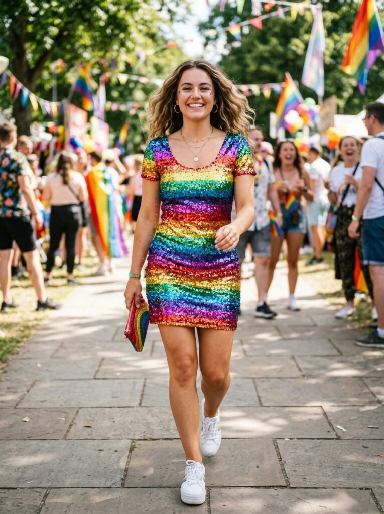 Colorful Rainbow Sequin Dress