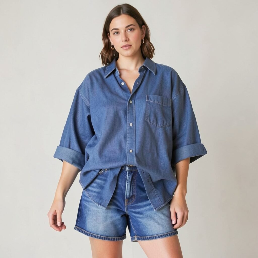 Denim Shorts and Oversized Shirt