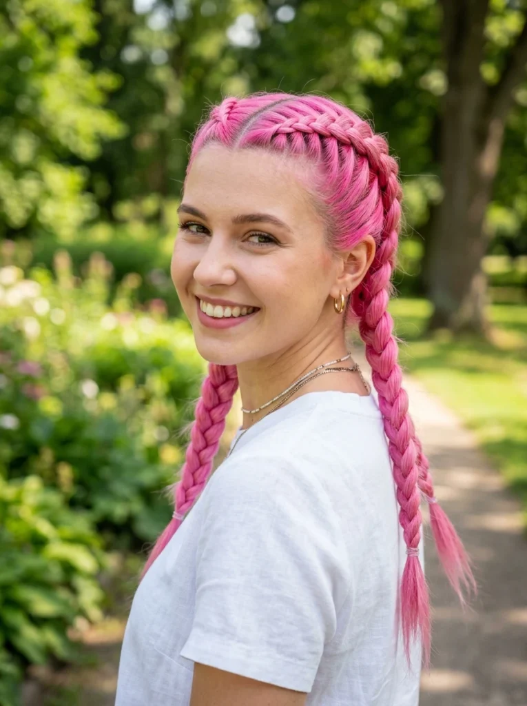 Double Dutch Braids with Barbie Pink Hair