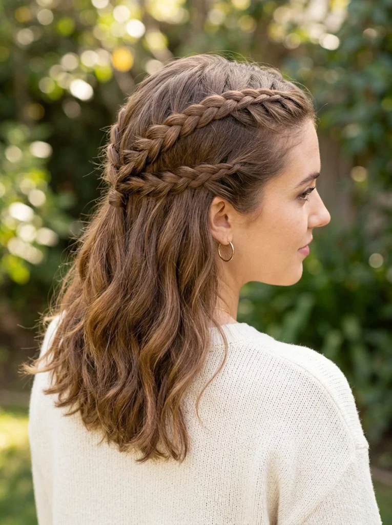 Double Layered Half-Up Braids
